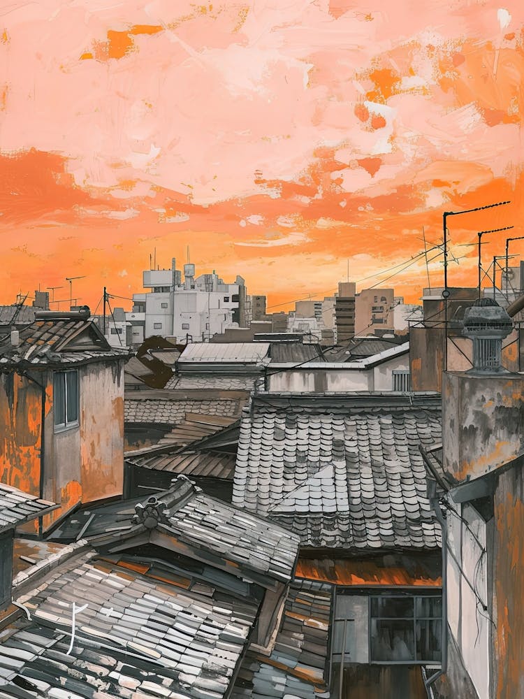 Osaka Rooftops Morning Skyline 2