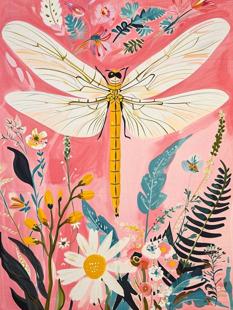 Floral Animal Painting Dragonfly 3