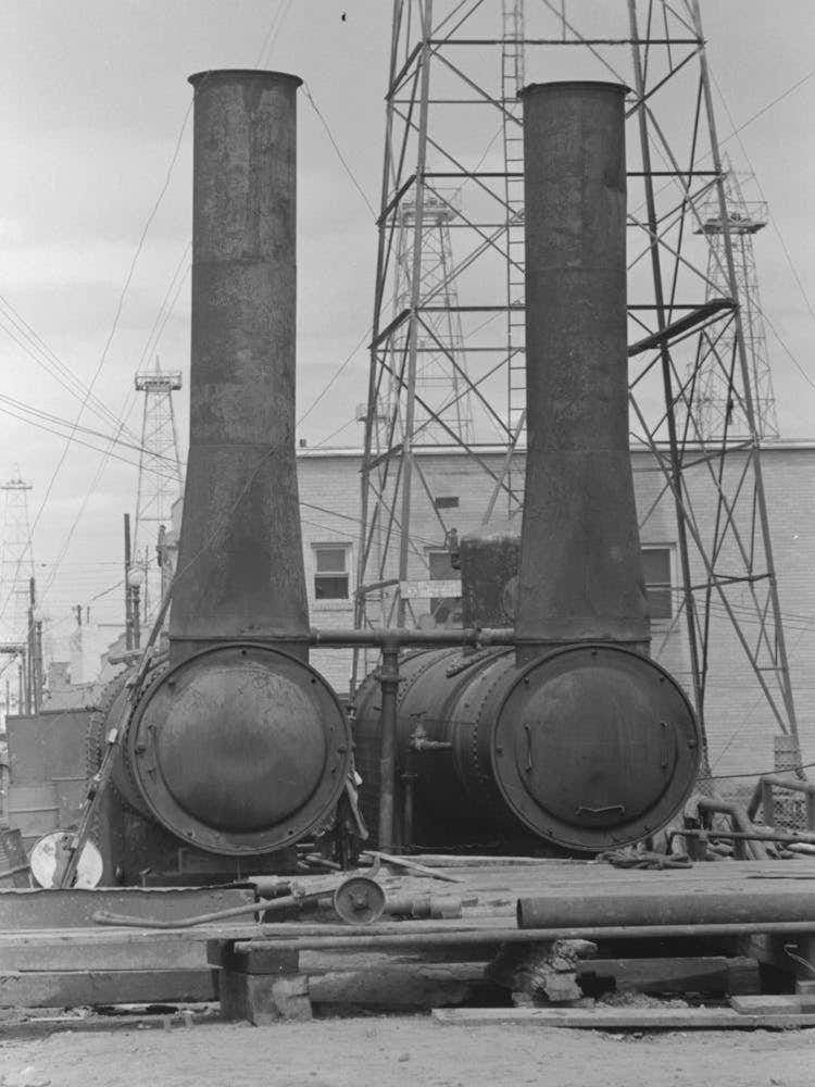 Steam Boilers At Oil Well, Kilgore, Texas By Russell Lee
