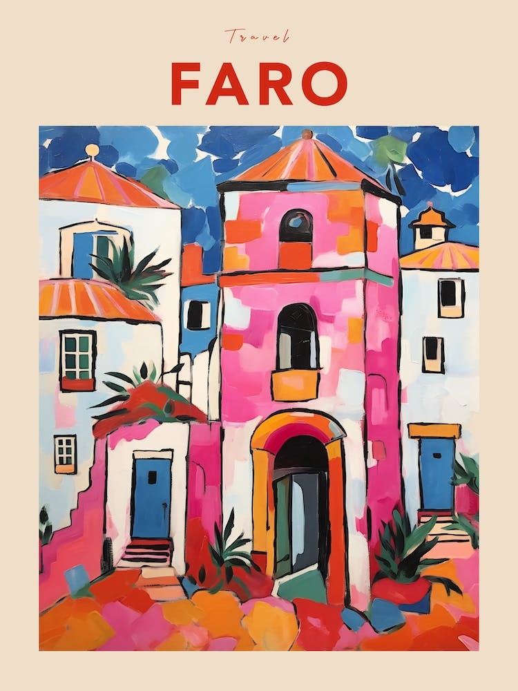 Faro Portugal 5 Fauvist Travel Poster