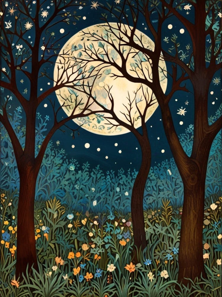 William Morris Moonlight In The Woods 165
