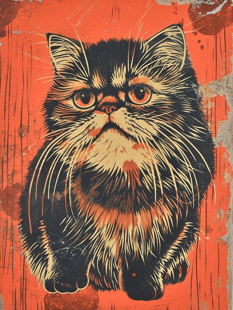 Himalayan Cat Relief Illustration 2