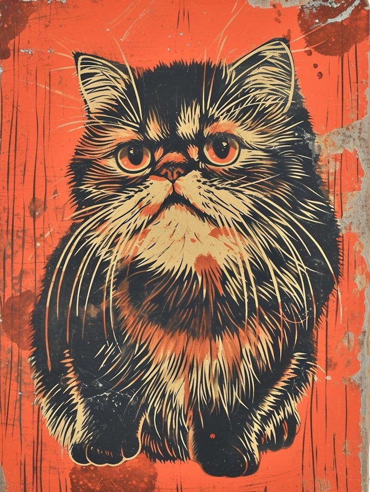 Himalayan Cat Relief Illustration 2