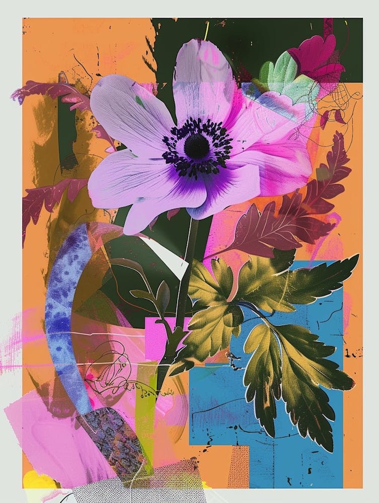 Anemone 2 Neonblumen-Collage