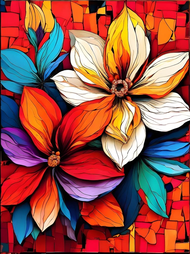 Mosaic Flower Painting