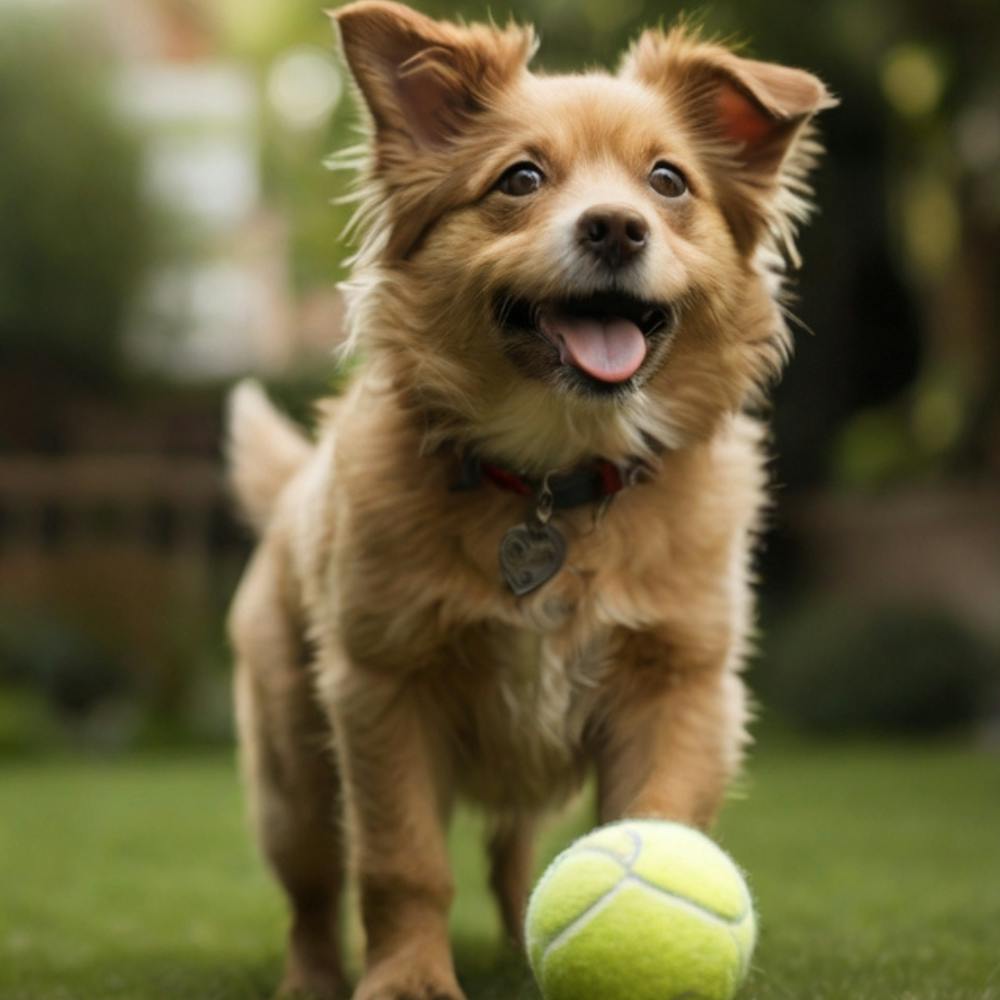 Dog Playing With Tennis Ball