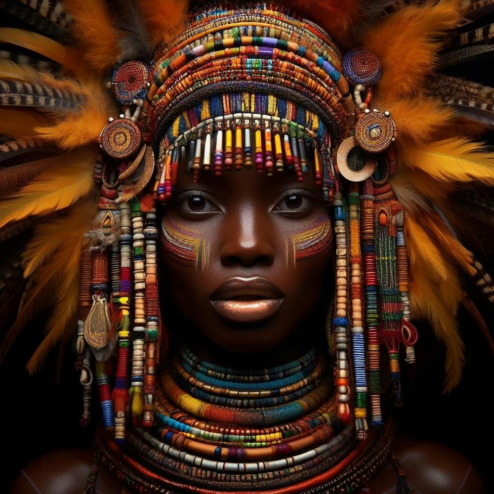Afrikanische Stammesfrau mit Zeremonienkleid