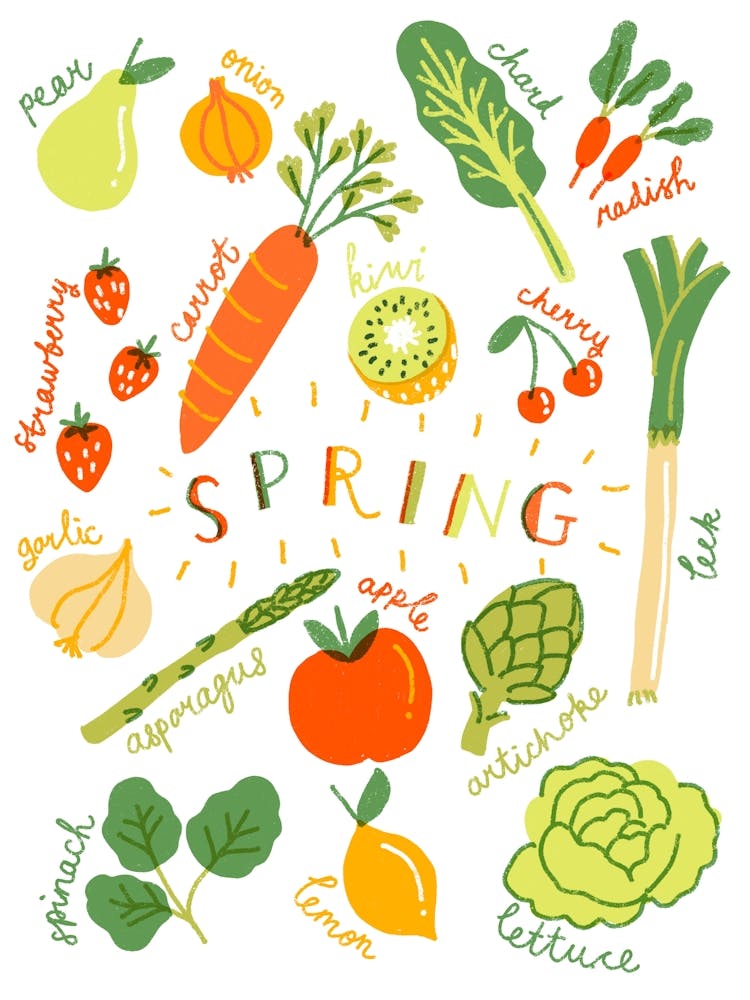 Spring Fruit And Vegetables Poster