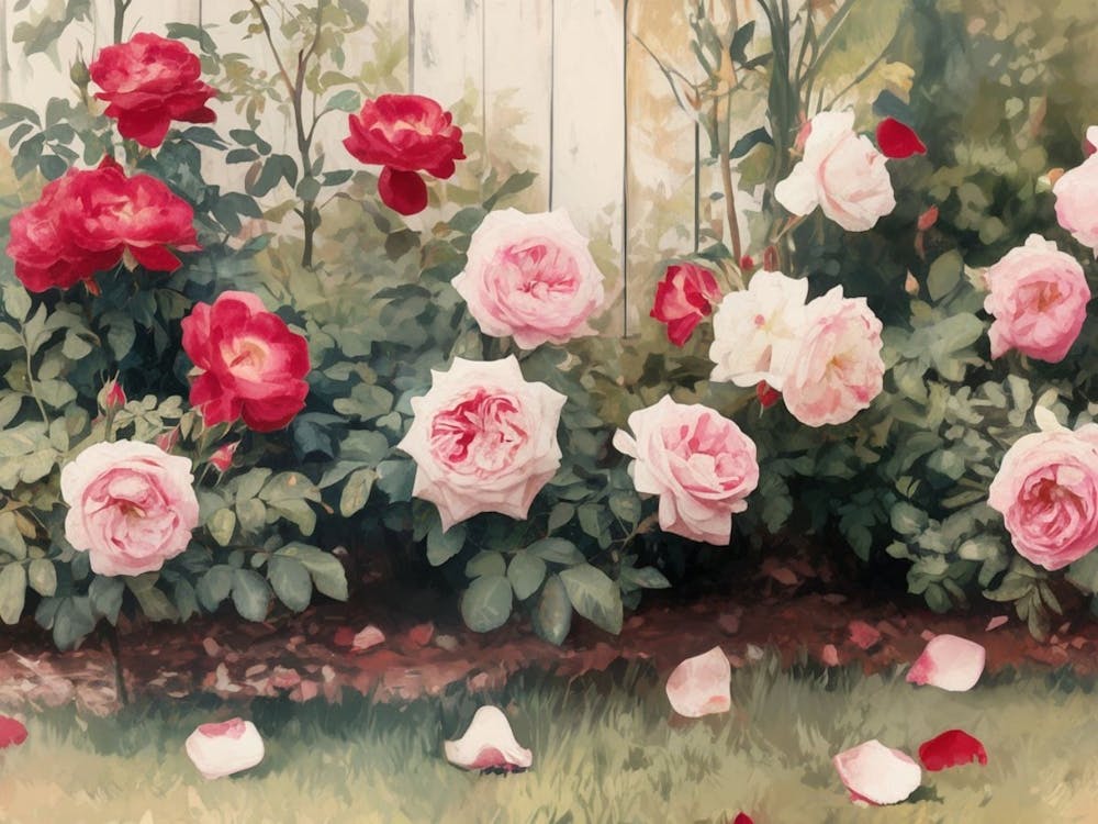 Vibrant Rose Bush in Bloom - Garden