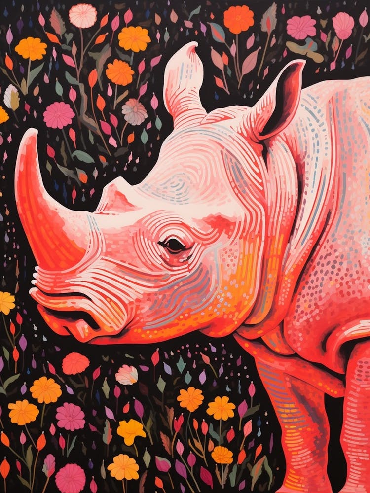 Floral Rhino Portrait