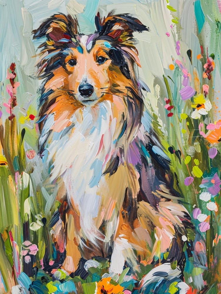 Shetland Sheepdog Acrylic Painting 2