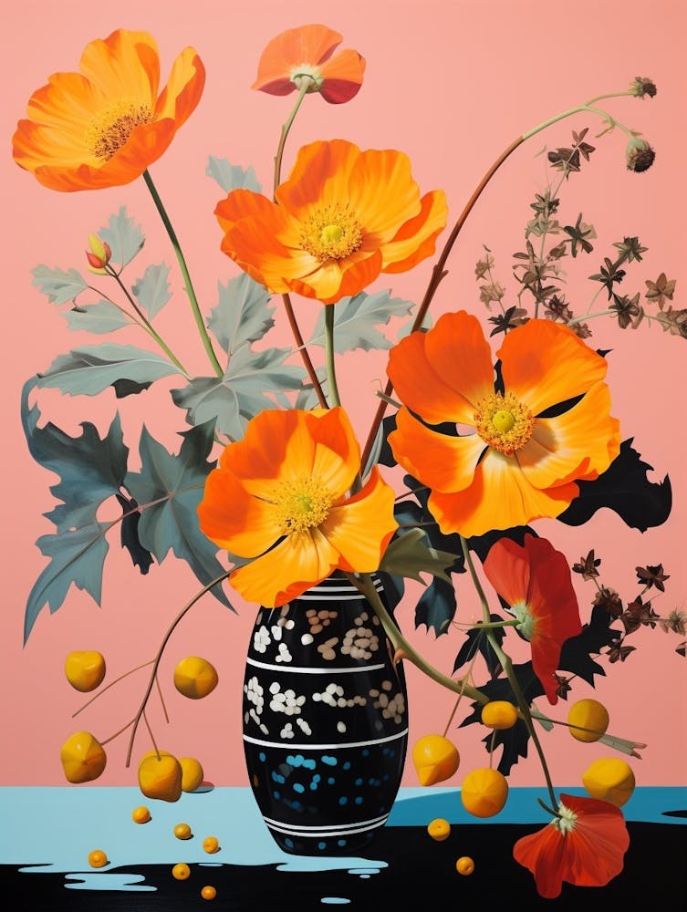 Surreal Florals Portulaca 3 Flower Painting