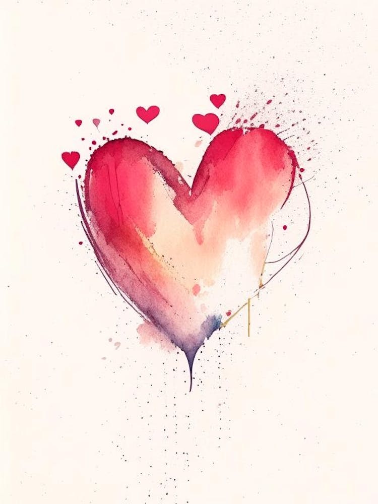 Joyful Heart Symbol Minimal Watercolour