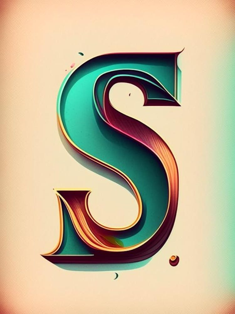 S, Letter, Alphabet Retro Drawing 3