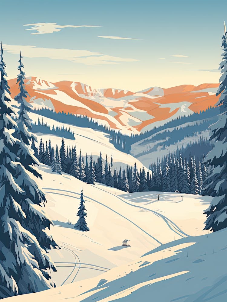 Sun Peaks Resort   British Columbia, Canada, Ski Resort Illustration 2 Simple Style