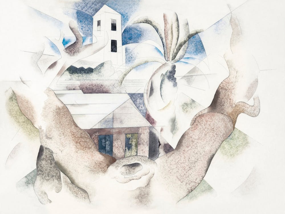 Bermuda No. 1, Tree and House (1917), Charles Demuth