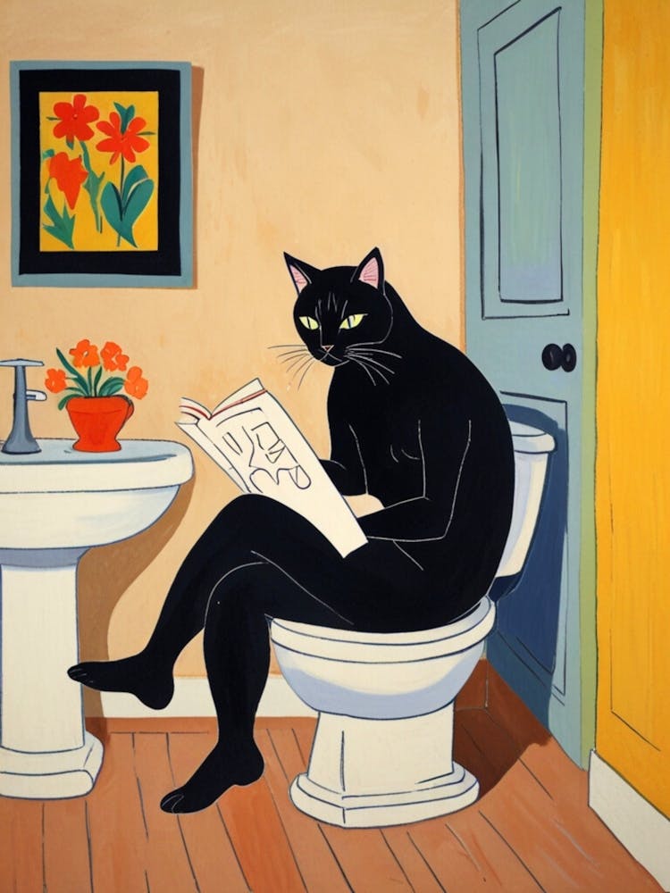 Cat On The Toilet 2