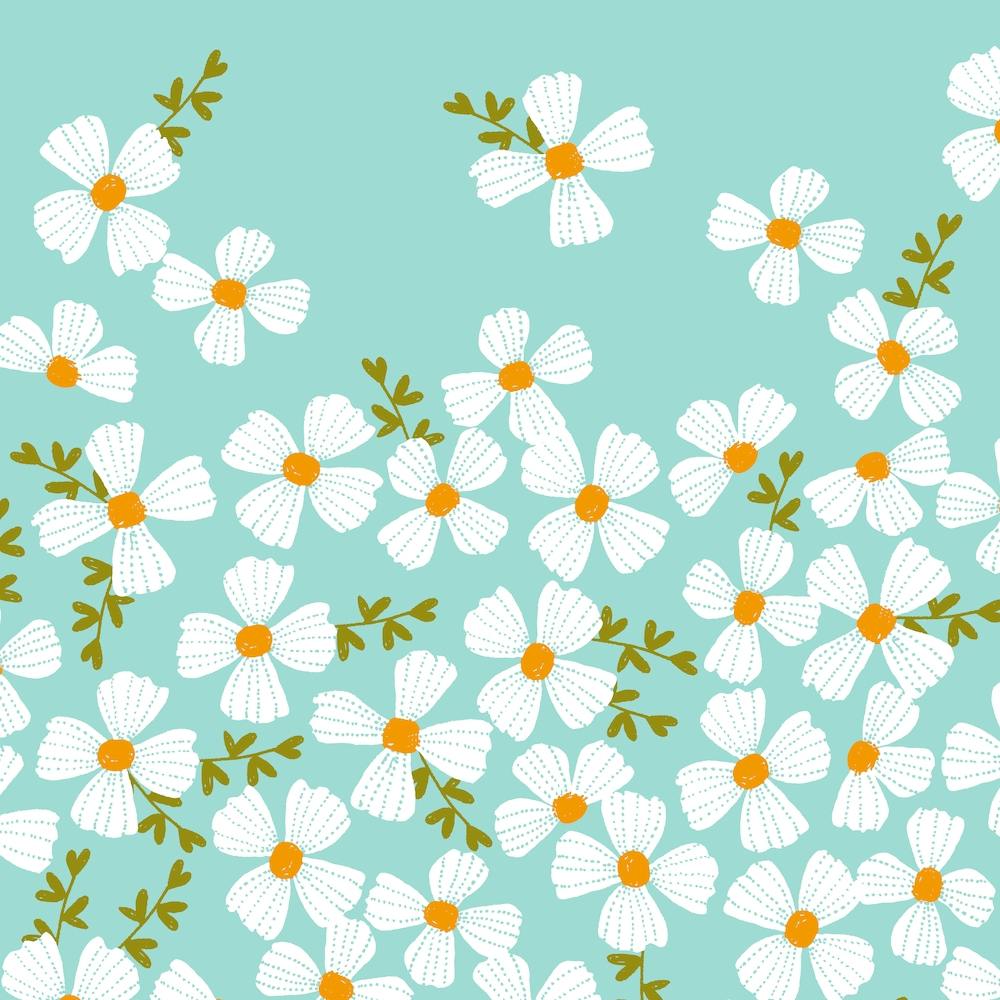 Aqua Daisies Square