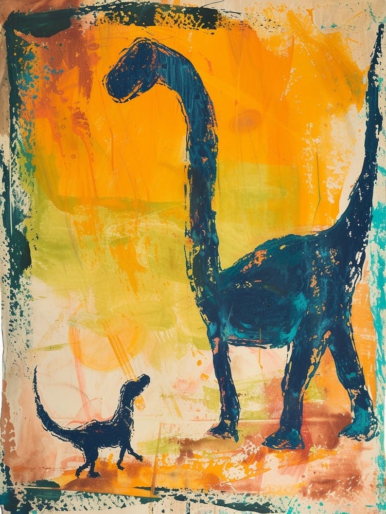 Dinosaur & Dog Orange & Blue