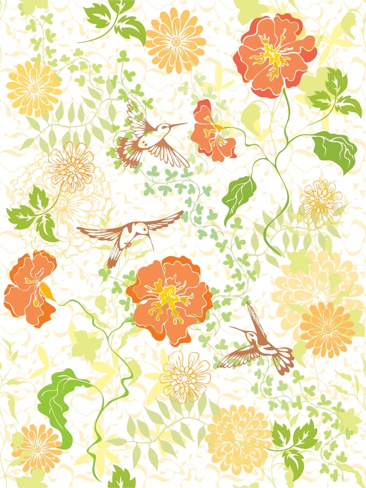 Kolibris und Blumen