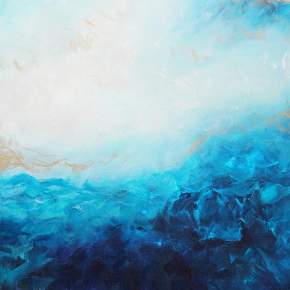 Blue Sea And Gold Painting 2 Square