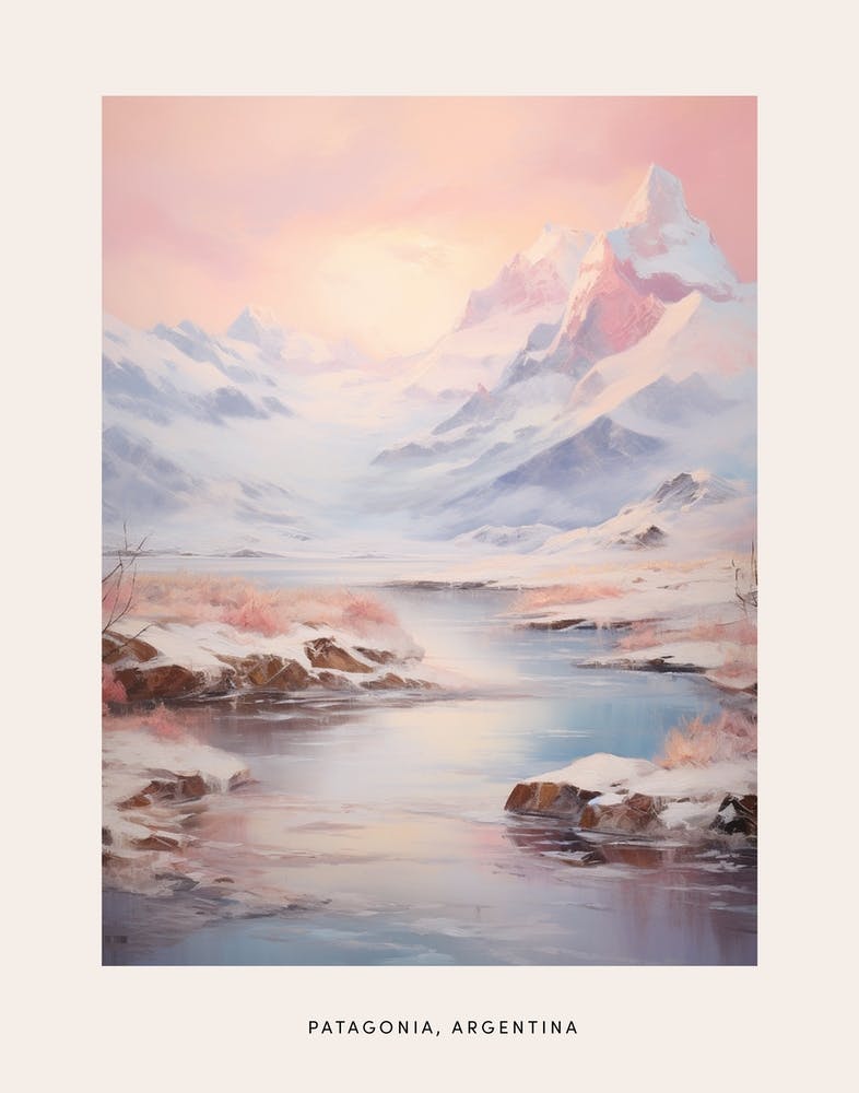 Dreamy Winter Painting Poster Patagonia Argentina 1