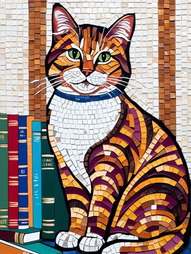 Cat With Books