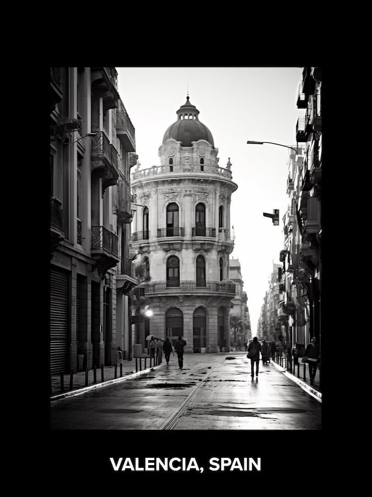 Poster Of Valencia, Spain, Mediterranean Black And White Photography Analogue 6