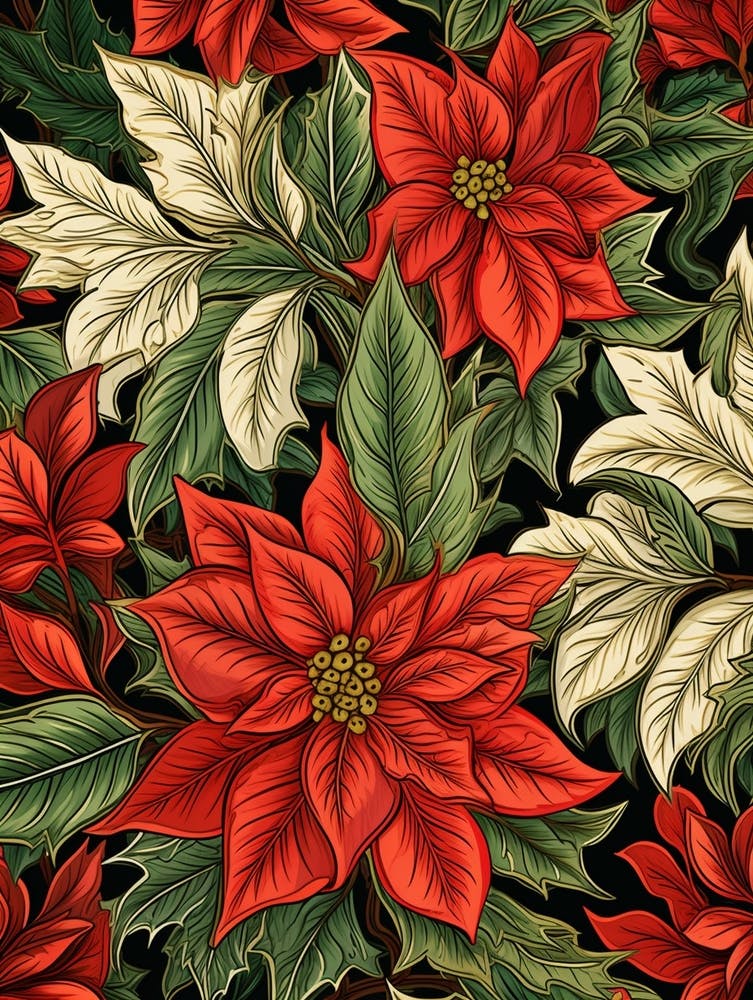 Dezember Geburtsblume Weihnachtsstern auf Creme Art Print by Angie Spurgeon  – Fy!