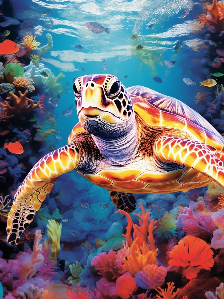 Retro Sea Turtle Photography 1