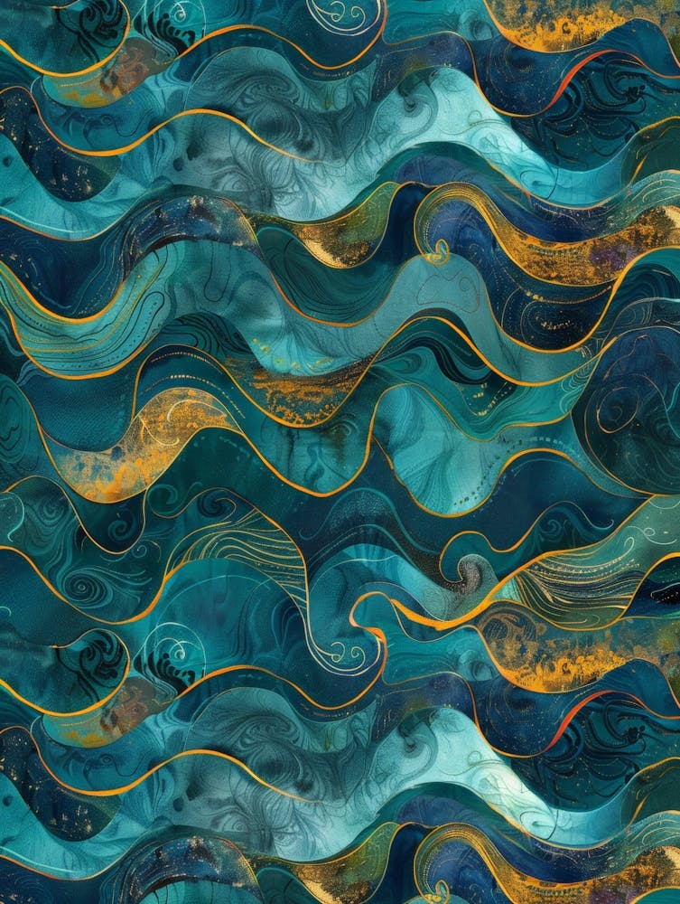 Blue And Gold Waves 3