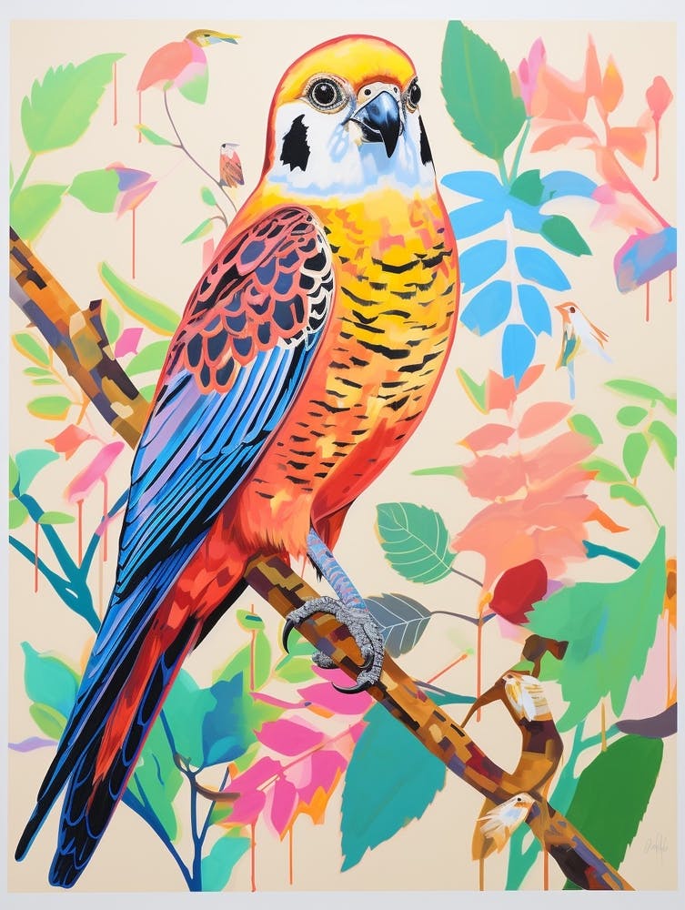Colourful Bird Painting American Kestrel 3