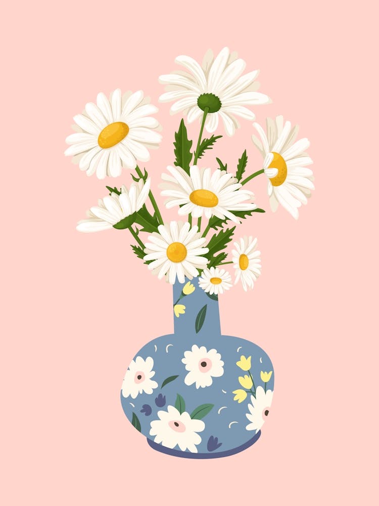 Pink Daisies in Vase Modern