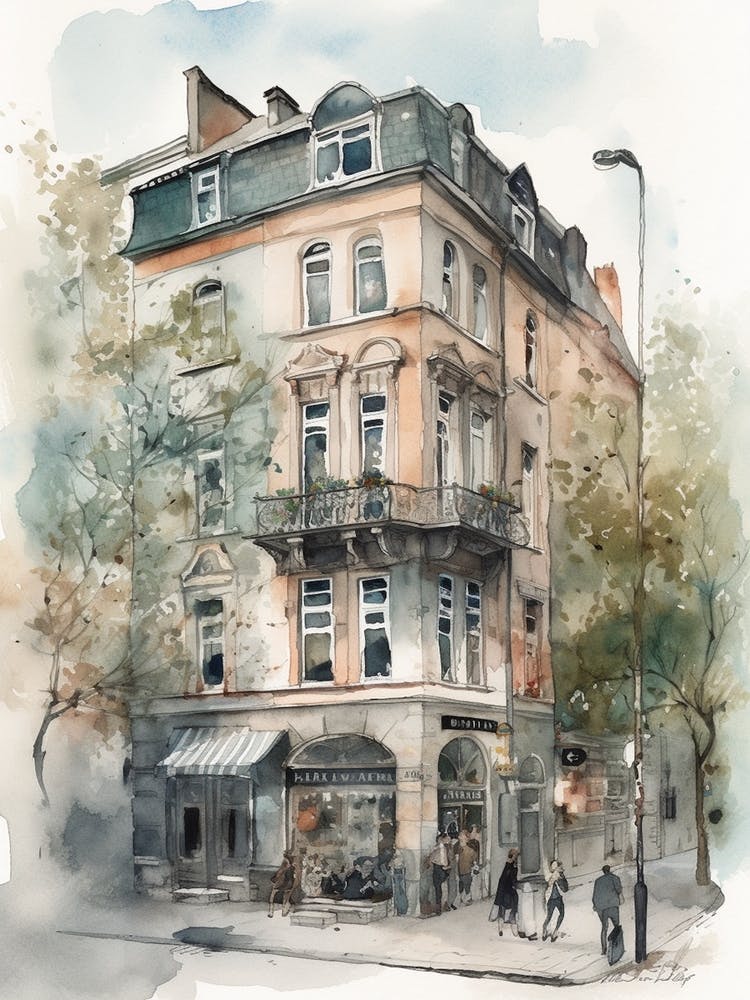 Neukolln Berlin Neighborhood, Watercolour 2
