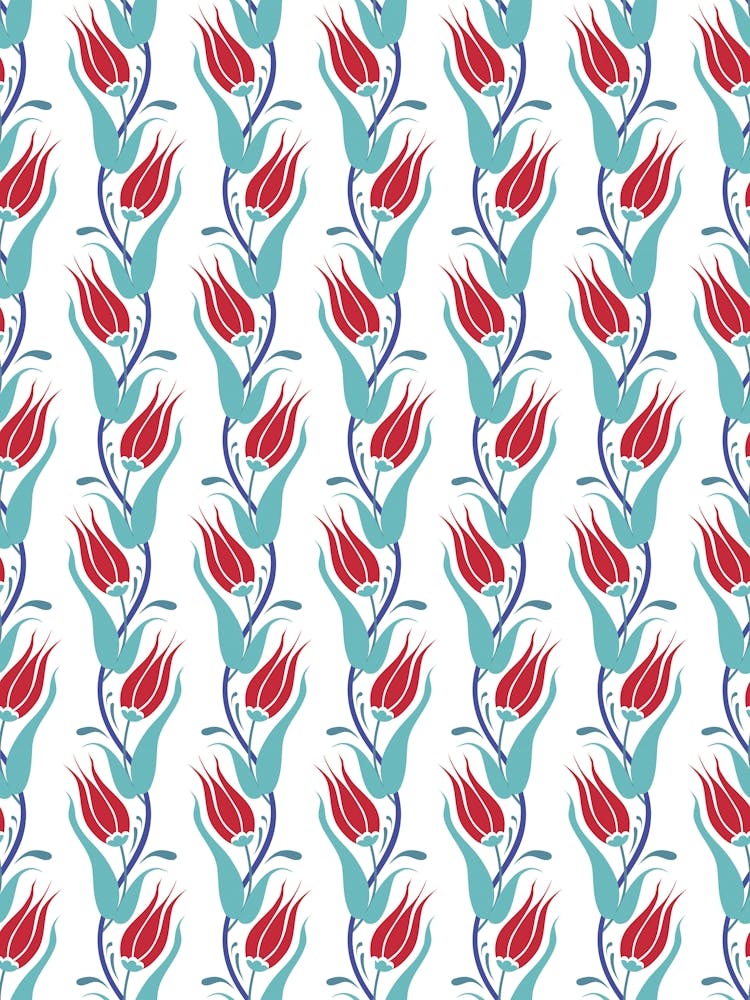 Turkish Tulips — Iznik Turkish pattern, floral decor