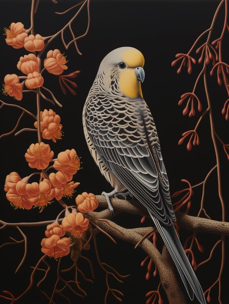 Dark And Moody Botanical Budgerigar 2