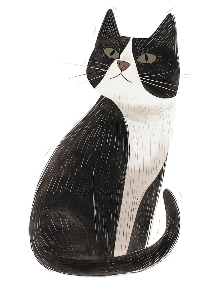 Snowshoe Cat Clipart Illustration 1