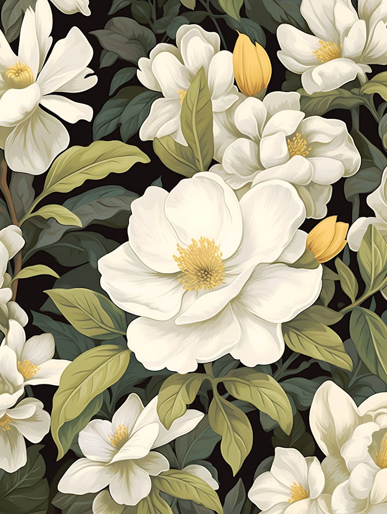 White Flowers On A Black Background 2