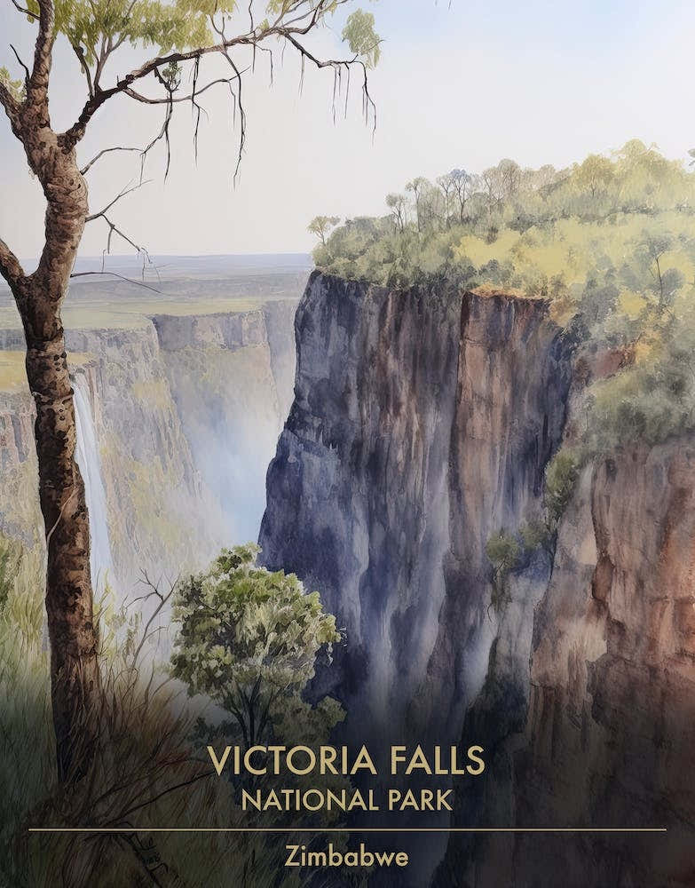 Victoria Falls National Park Zimbabwe Watercolour 3