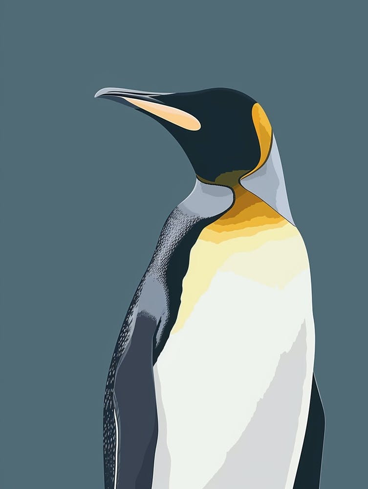 King Penguin Stewart Island Ulva Island Minimalist Illustration 3