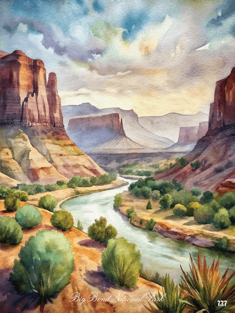 Big Bend National Park Watercolor Painting