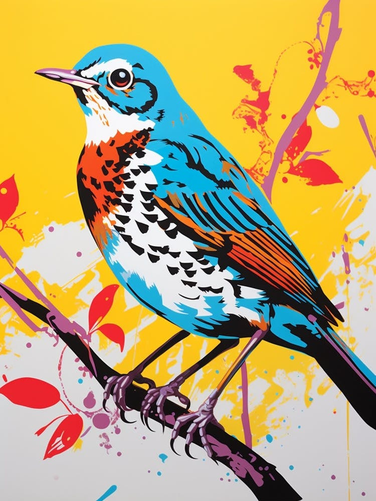Andy Warhol Style Bird Hermit Thrush 1