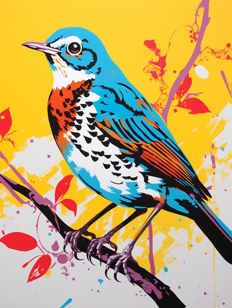Andy Warhol Style Bird Hermit Thrush 1