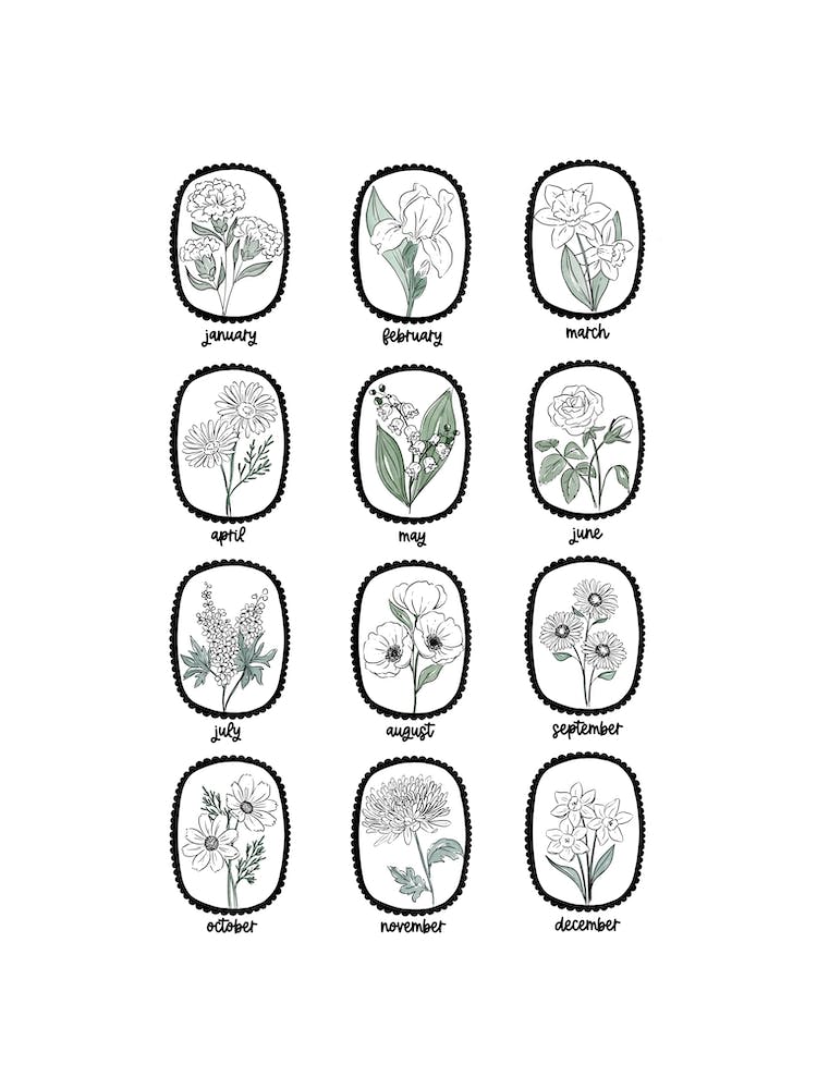 Birth Flower Chart | Leaves