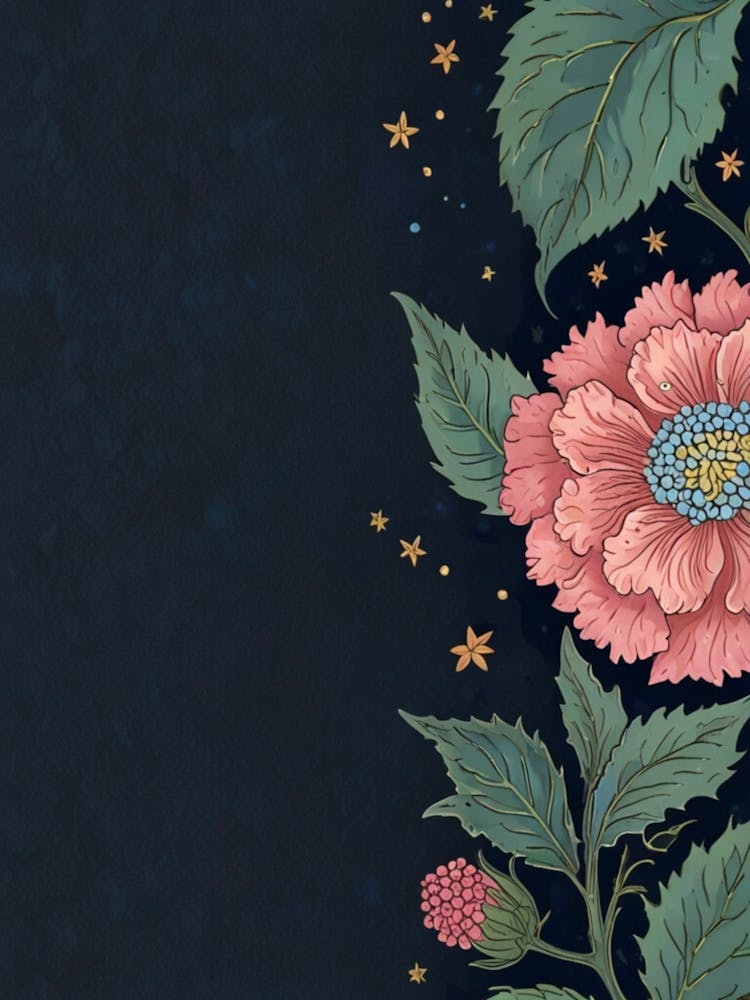 William Morris Background With Flowers And Stars
