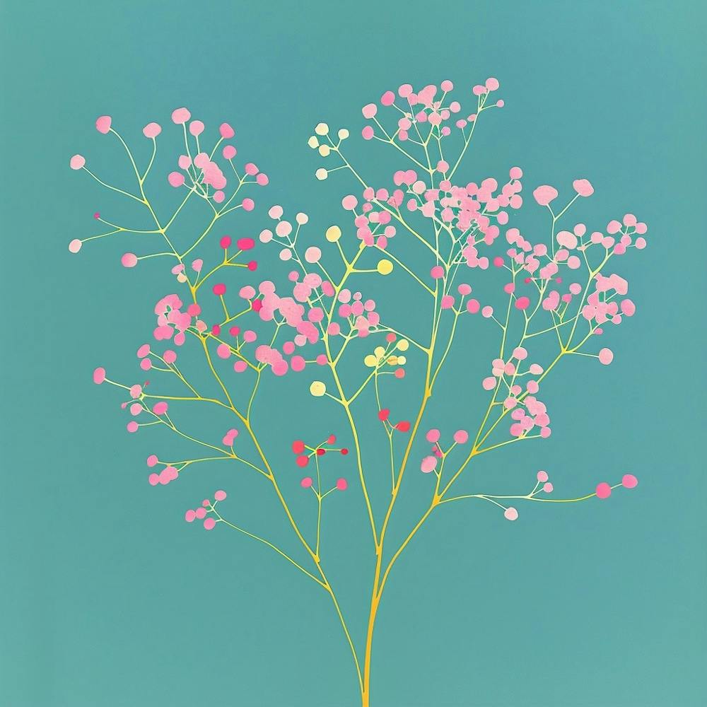 Babys Breath Square Flower Illustration