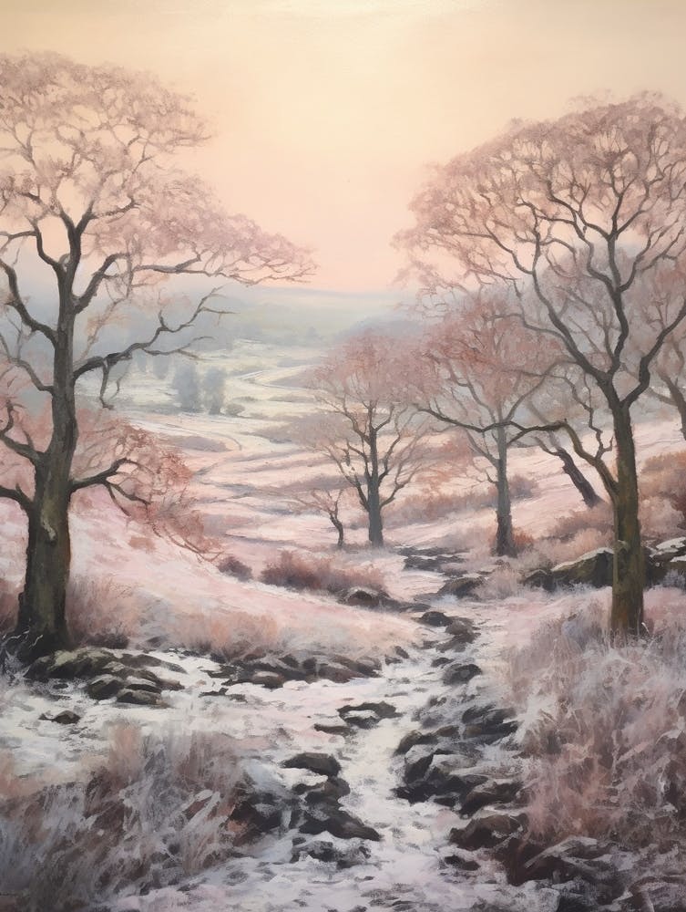Dreamy Winter Painting Dartmoor National Park England 1