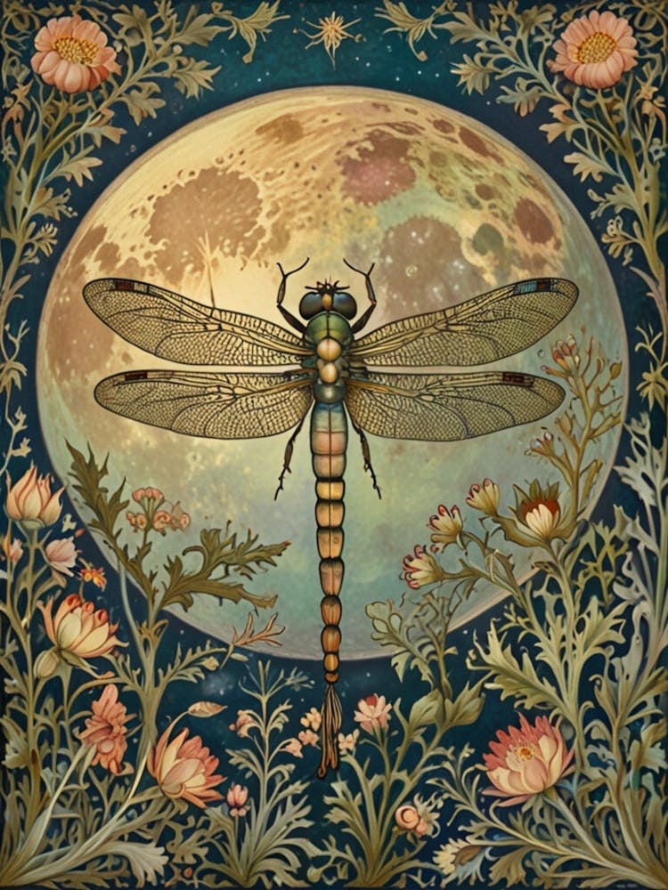 William Morris Dragonfly In The Moonlight 2