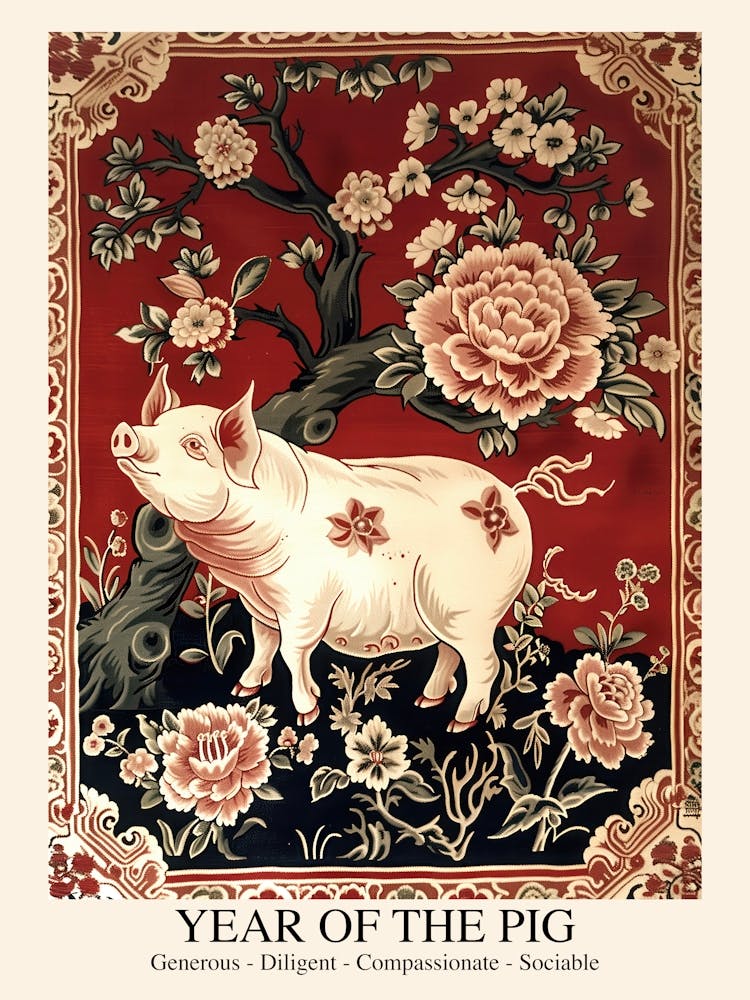 Chinese Lunar Year Of The Pig 3 William Morris Style