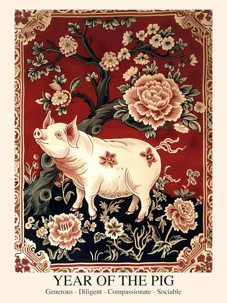 Chinese Lunar Year Of The Pig 3 William Morris Style